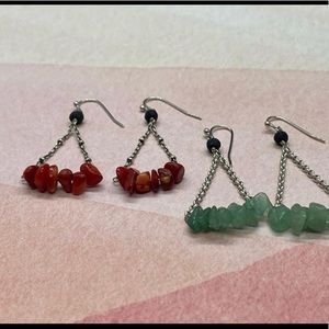 Coral or Amazonite chips Earring